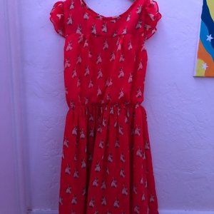 kids rabbit pattern scooter brown dress